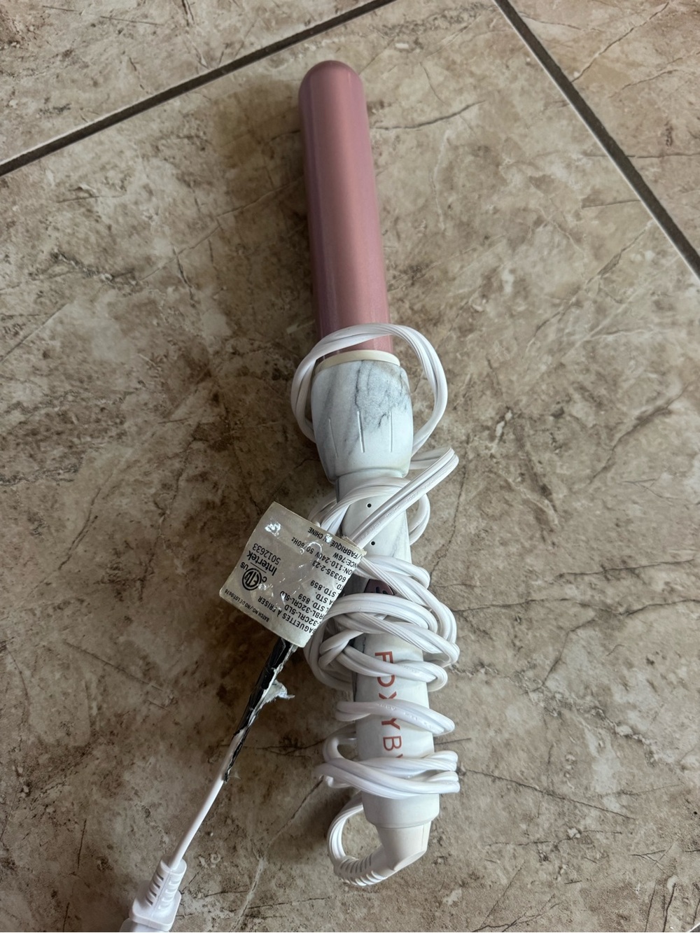 Rose Pink Curling Wand with White Handle